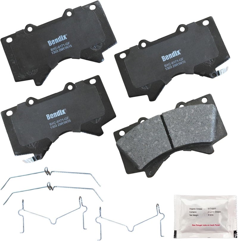 Bendix وسادات فرامل سيراميك Priority1 CFC1303 للأمام لسيارات لكزس LX570 2011-2008، LX570 2021-2013، تويوتا لاند كروزر 2011-2008، لاند كروزر 2021-2013، سيكويا 2022-2008، توندر 2021-2007 - Image 1
